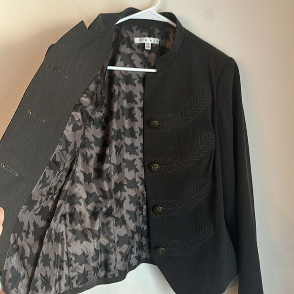 CAbi Women’s military inspired charcoal gray jacket blazer regal buttons 8 EUC! - Picture 10 of 13